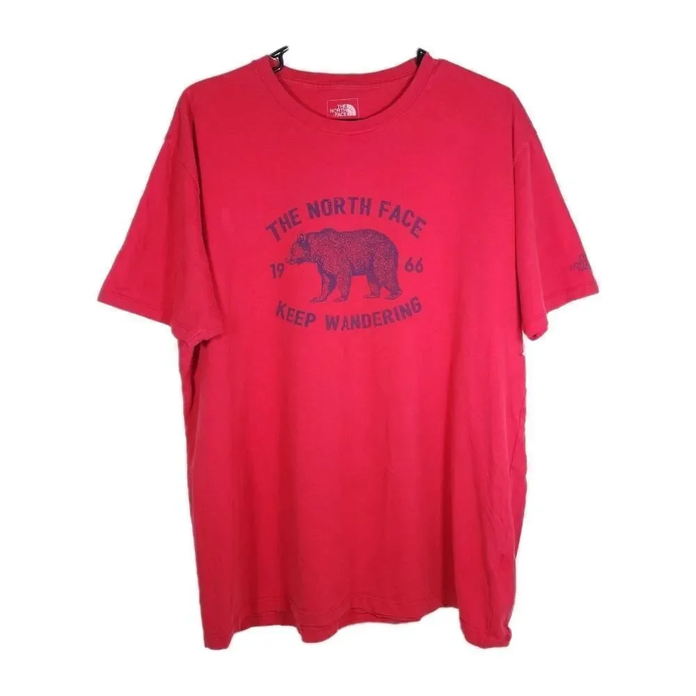 The North Face Men's SZ XL Red Logo Bear Graphic Tee Short Sleeve T Shirt